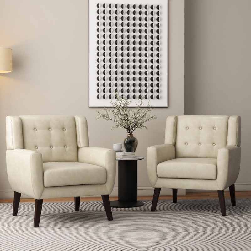 Fauteuil d'appoint Jaqueze, Similicuir crème