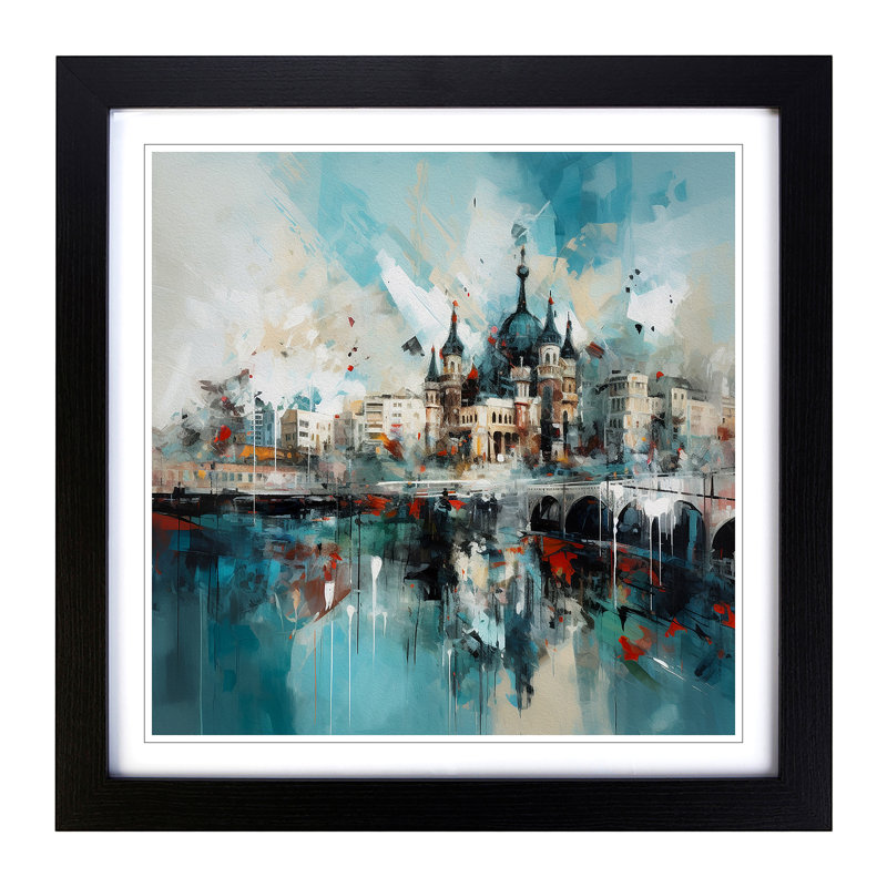 City Of Brighton Abstract Expressionism No.2 - Framed Print, Black