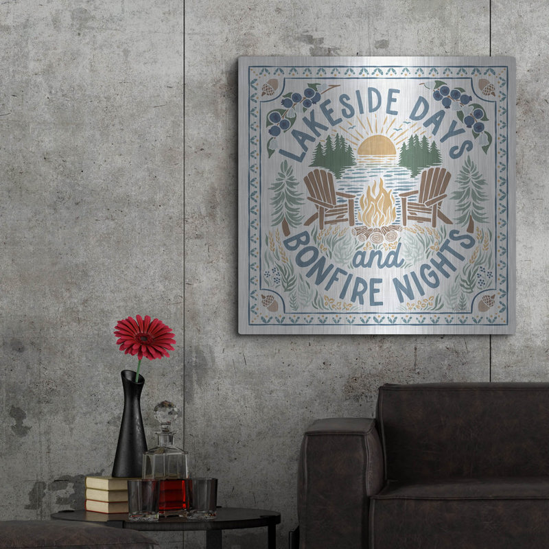 Art mural en métal «Lakeside Days 4» par Laura Marshall, H 36 po x l 36 po