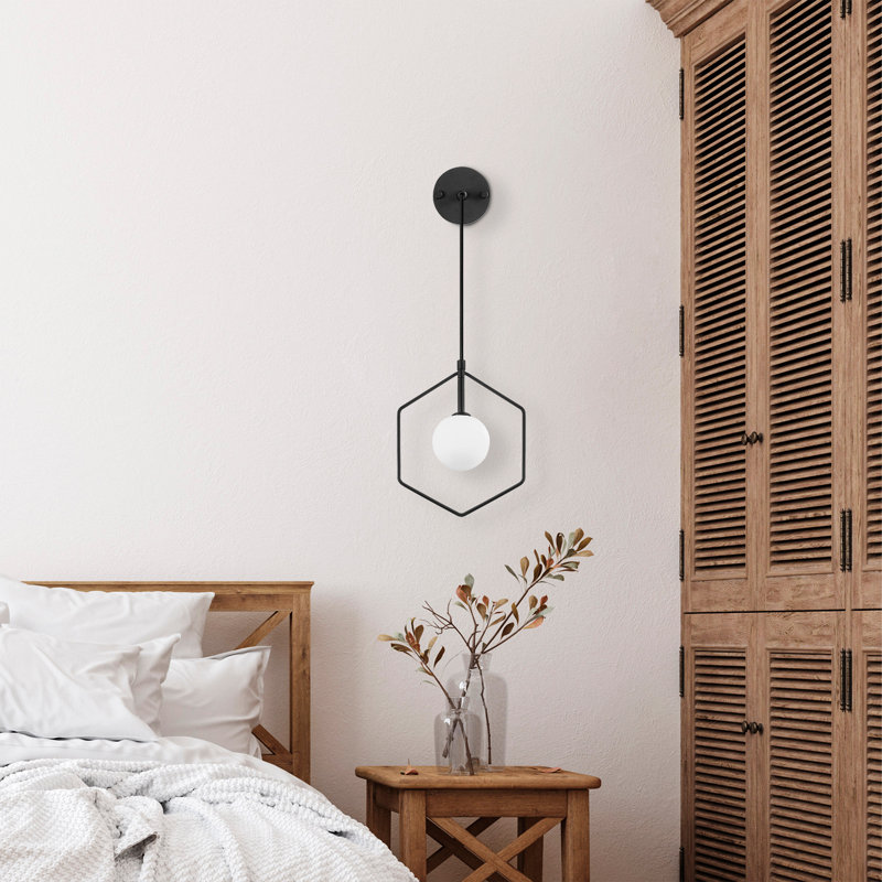 Modern Industrial Wall Lamp, Black & White, Metal Body with Glass Cap, Adjustable Height 16.9 to 46.9 inches | Base Plate: 4.7 inches Diameter, IP20 Rated | Perfect for Home, Office & Novelty Decor