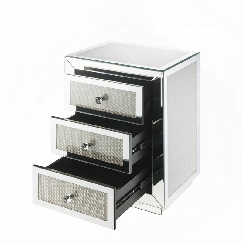 Table de chevet avec trois tiroirs Glam Style