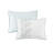 6 Piece Quilt With Embroidered Pillows, Blue Microfiber Floral Style, Reversible Brushed , Classic Leaf Embroidery Pattern,-120264954-120264955