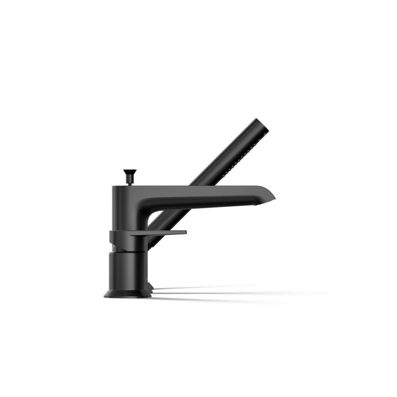 Hint Single-Handle Deck-Mount Bath Faucet With Handshower, Matte Black