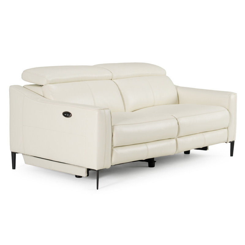 Anisia 73.5'' Leather Power Reclining Sofa, White