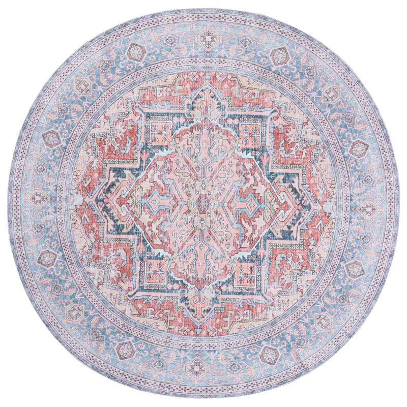 Arizona Performance Machine Washable Oriental Indoor Rug, Round 6'