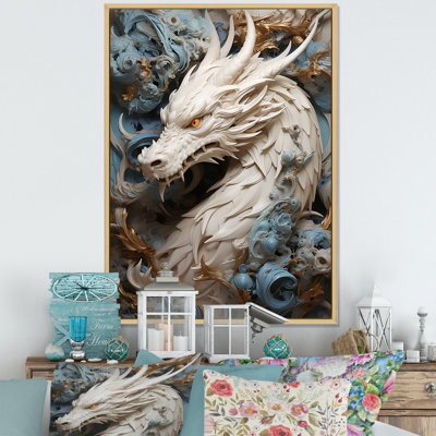 «Epic Blue and Gray Dragon Odyssey», reproduction sur toile
