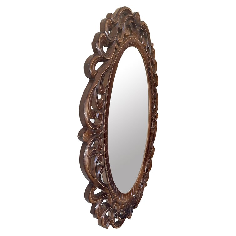 DecorShore Wood Oval Wall Mirror