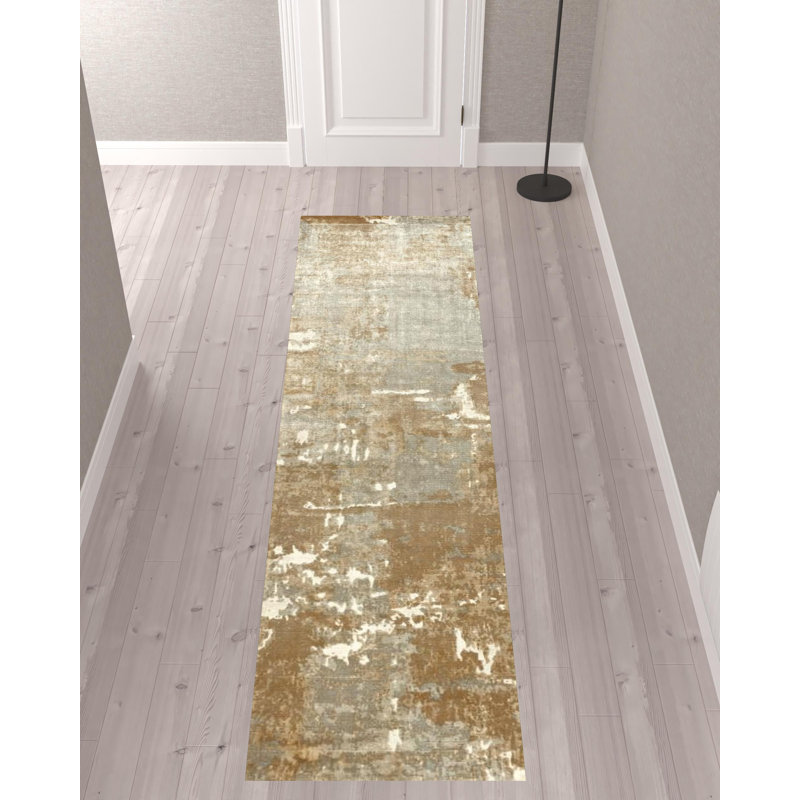 Kirkpatrick Viscose Abstract Indoor Rug, Runner 2'6" x 10'