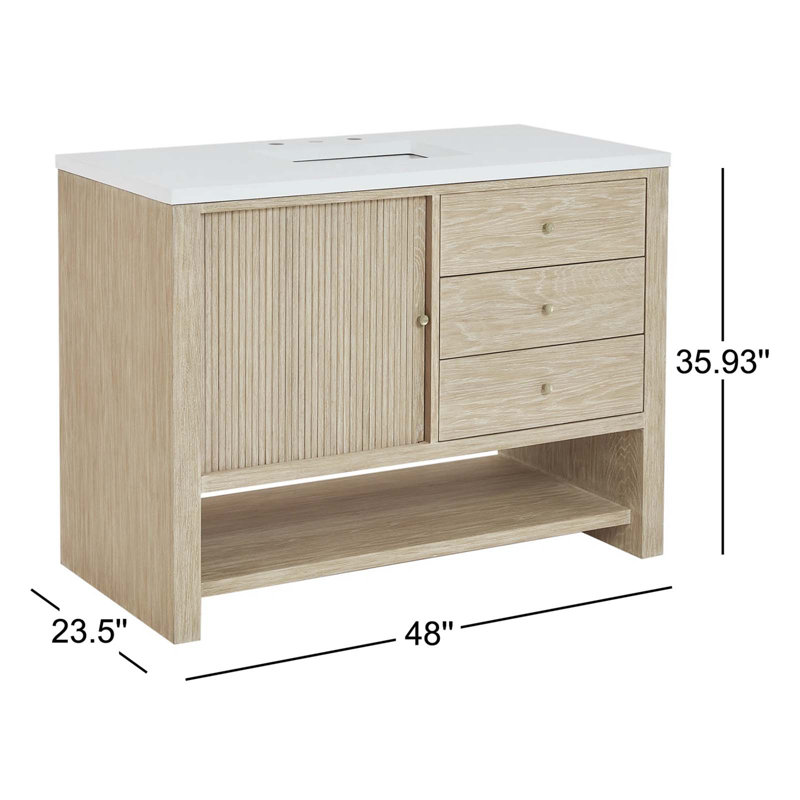 Marigot 48'' W Single Vanity, White Zeus, 8" Widespread