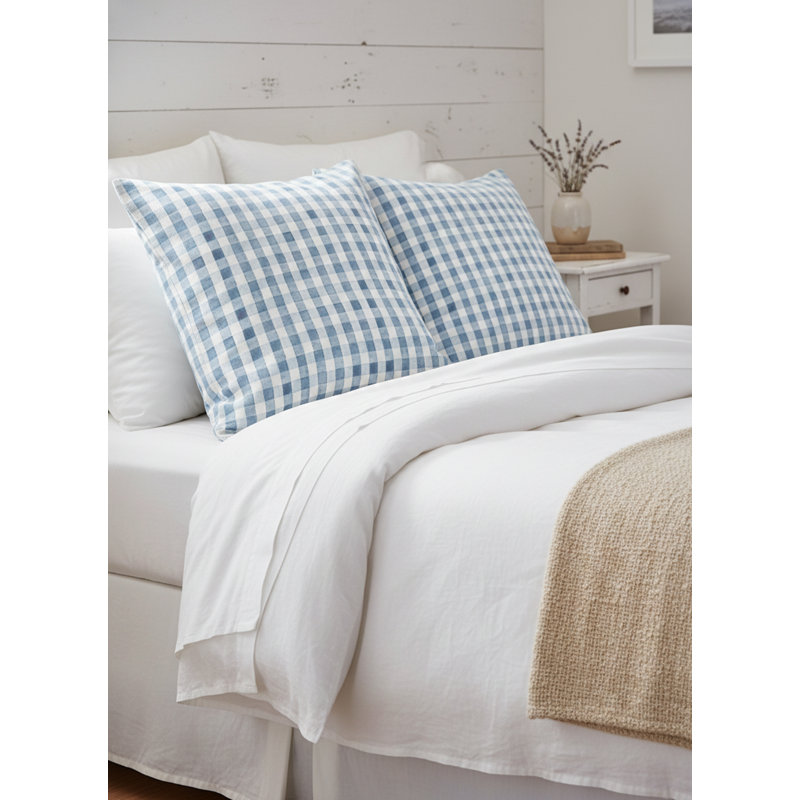 Printed Pillows Linen Gingham Accent Pillow, Blue, Square 26", Pillow Cover Only - No Insert