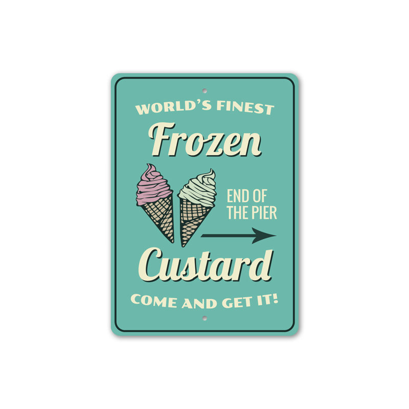 Enseigne de crème anglaise «Finest Frozen», H 18 po x l 12 po x P 0,06 po