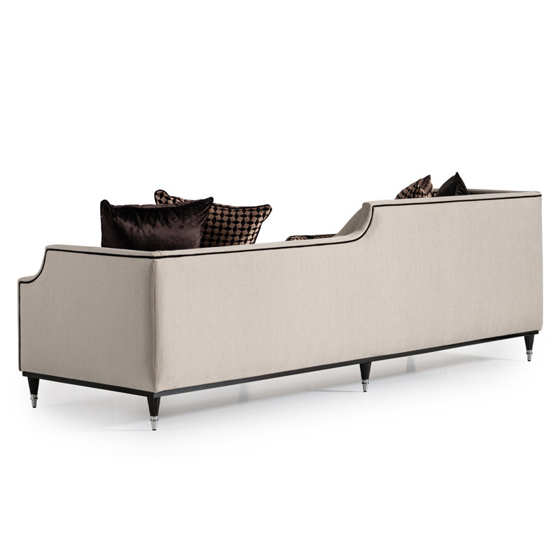La Francaise 105'' Square Arm Sofa, Cream Polyester Blend