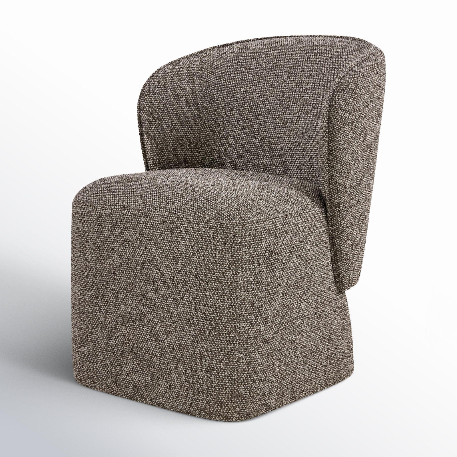 Niha Upholstered Dining Chair with Casters, Gellar Earth Tweed