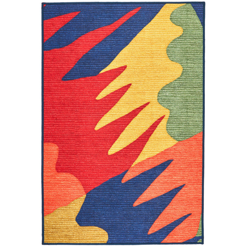 Graphic Multi Machine Washable Rug, Rectangle 4' x 6'