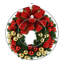 Holiday Evergreen Wreath with Gold and Red Ornaments and Red and Gold Bow