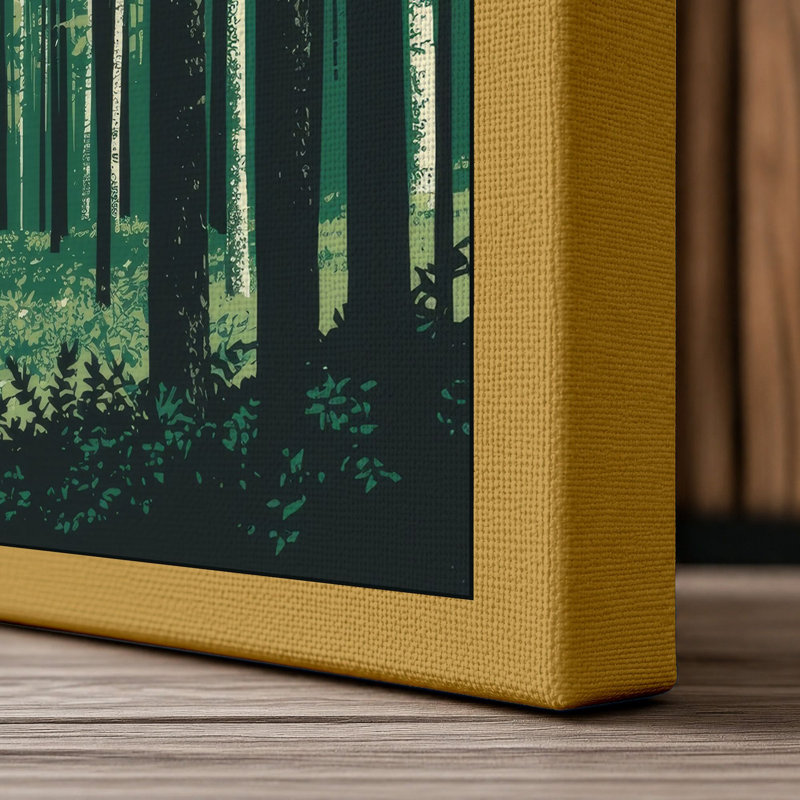 Forest Pathway Scandinavian - Wrapped Canvas, 36x24 - 91.4 x 61.0 cm, Ochre Border