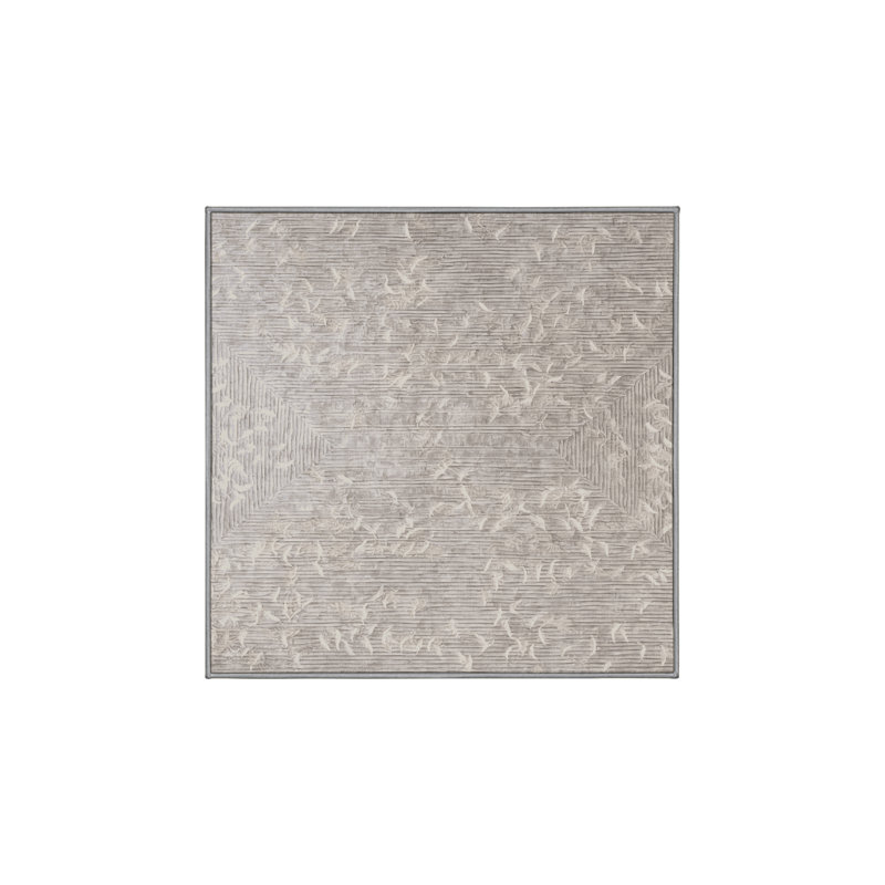 Machine Washable Gray Area Rug, Square 3'