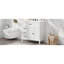 Meuble-lavabo blanc de 91 cm (36 po) avec lavabo, en bois massif, deux tiroirs, portes, mécanisme de fermeture amortie, pour plomberie. Emballage individuel.