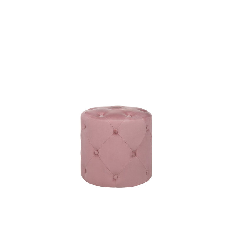 Horne 40cm Wide Tufted Round Solid Colour Pouffe Ottoman, Pink