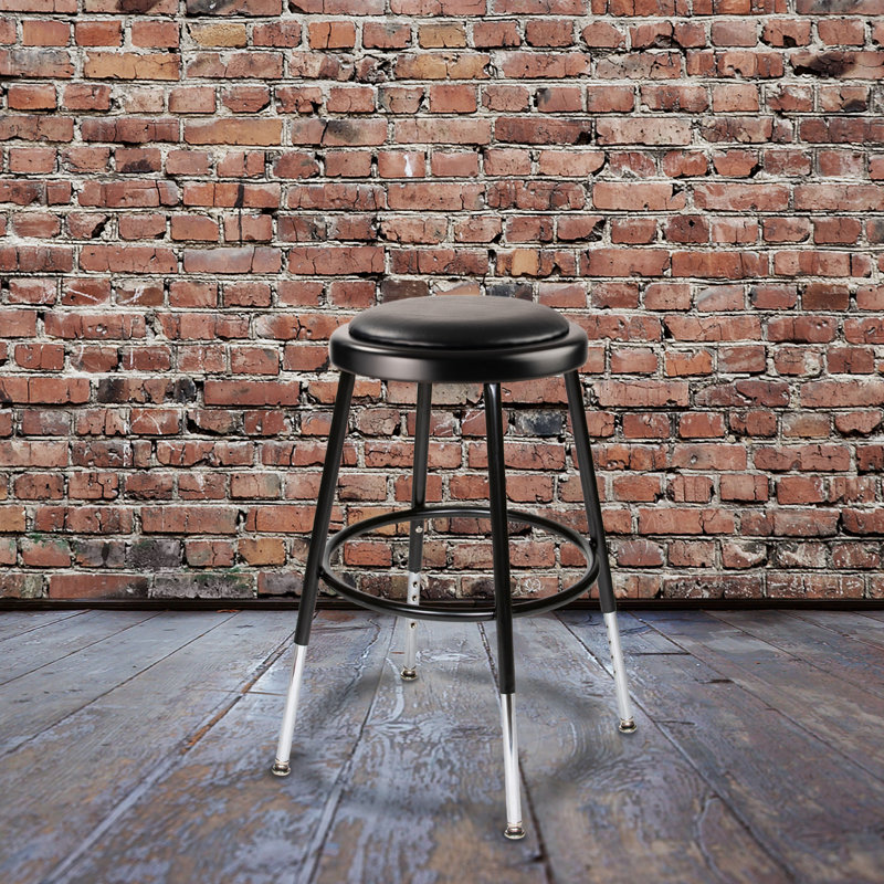 Otto 19-27 Inch Height Adjustable Heavy Duty Commercial Grade Vinyl Padded Stool, 18.5", Black