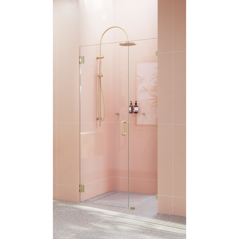 Porte de douche à charnière murale entièrement sans cadre 43 po x 78 po Illume, Nickel poli