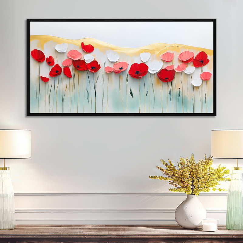 Blanc blanc rouge Eli II - impressions encadrées colorées, décoration murale chaleureuse, H 12 po x l 20 po