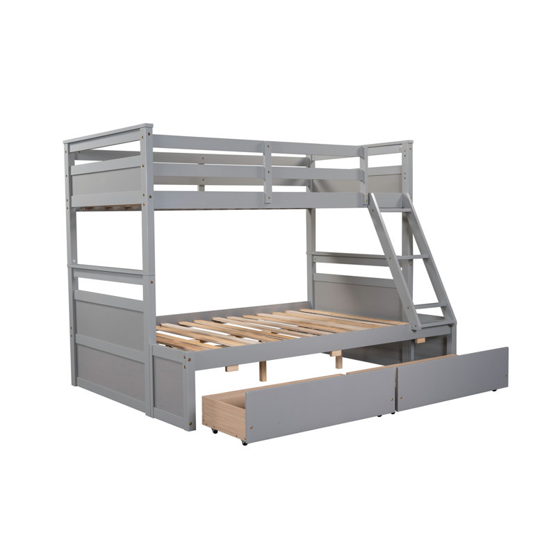 Twin Bunk Bed With Storage - Gray