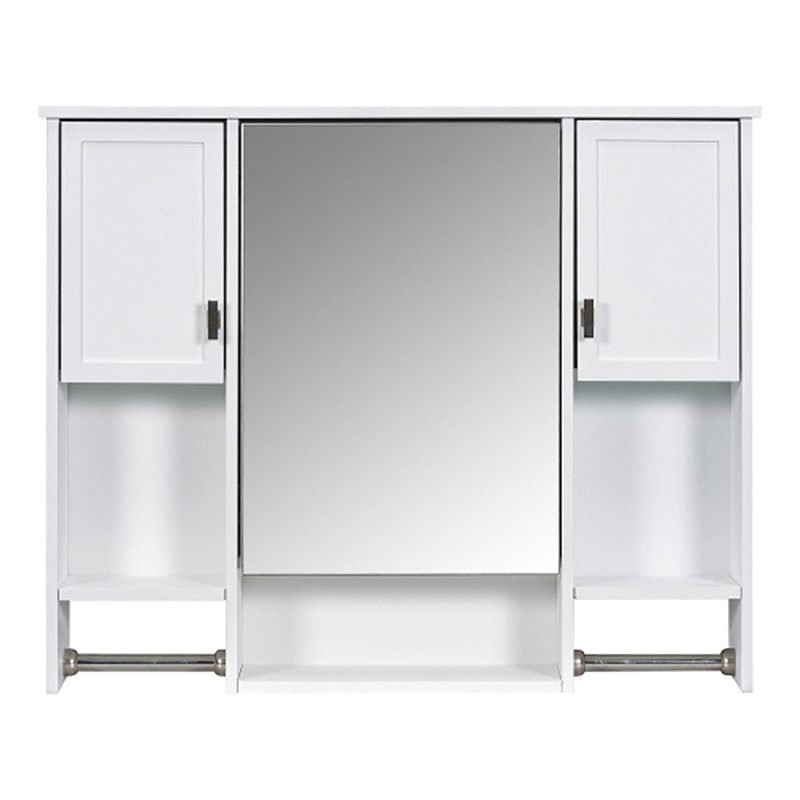 Stellar - Armoire à pharmacie murale moderne en MDF rectangulaire avec miroir l 35 po x H 28,7 po, Blanc