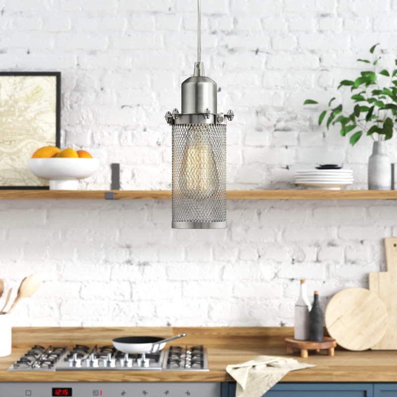 Gavyn 1 - Light Single Pendant, Brushed Satin Nickel, 10"H x 4.5" W x 4.75" D, LED