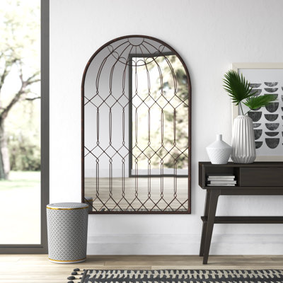 Boxborough Arched Cage Metal Framed Wall Mirror