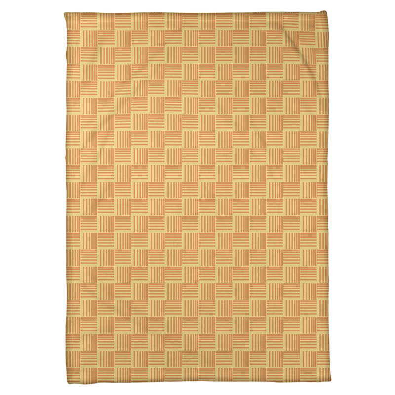 Couverture polaire à rayures classic basketweave, l 60 po x L 80 po, Jaune et orange