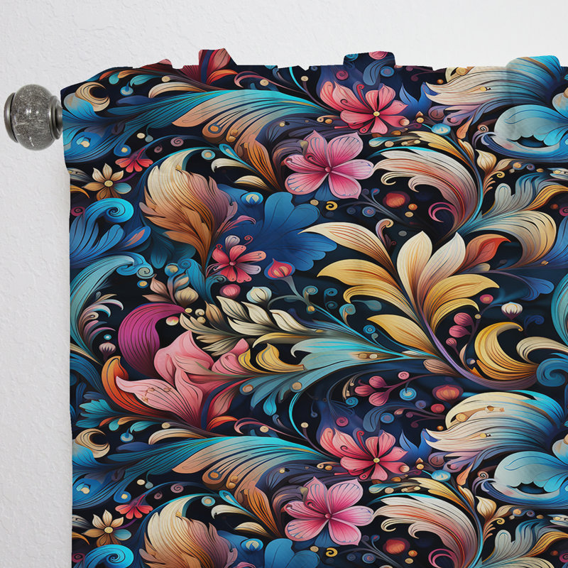 Motif cachemire Nomadic Vibes - Rideau floral - Rideau floral obscurcissant - 1 panneau, L 52 po x L 84 po