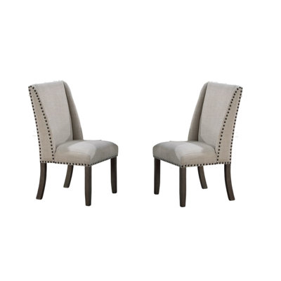 Kitchen Chair, Traditional Formal 2Pc Side Chairs, Upholstered Wingback Design Dining Room Chair