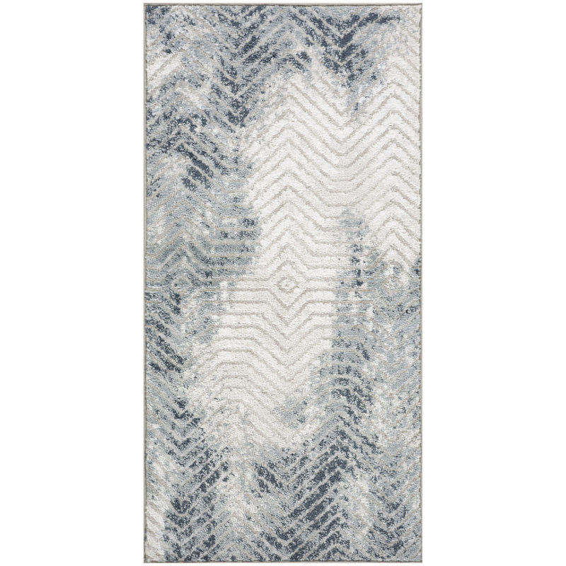 Leuchte 2' x 4' Grey Navy Modern Indoor Rug, Runner 2' x 4'