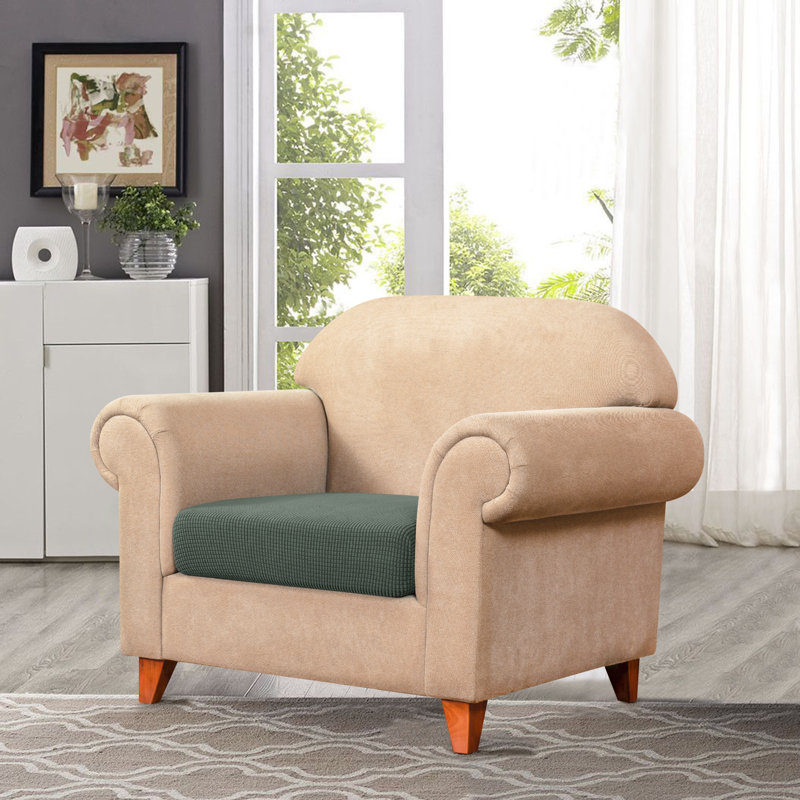 Box Cushion Armchair Slipcover, Olive Green