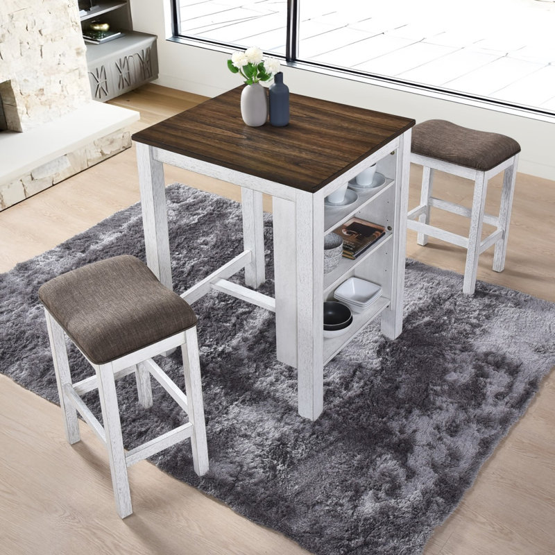 Ensemble de comptoir 3 pièces pour espace de rangement pour petit espace Design de ferme moderne Conception rétro facile à assembler