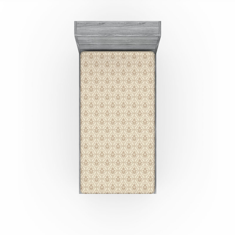 Drap-housse Ambesonne, Drap-housse simple TG, Coquille d'œuf, taupe / floral