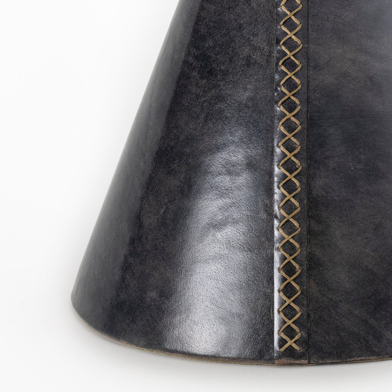 Gabe Leather Accent Table (Black), Black