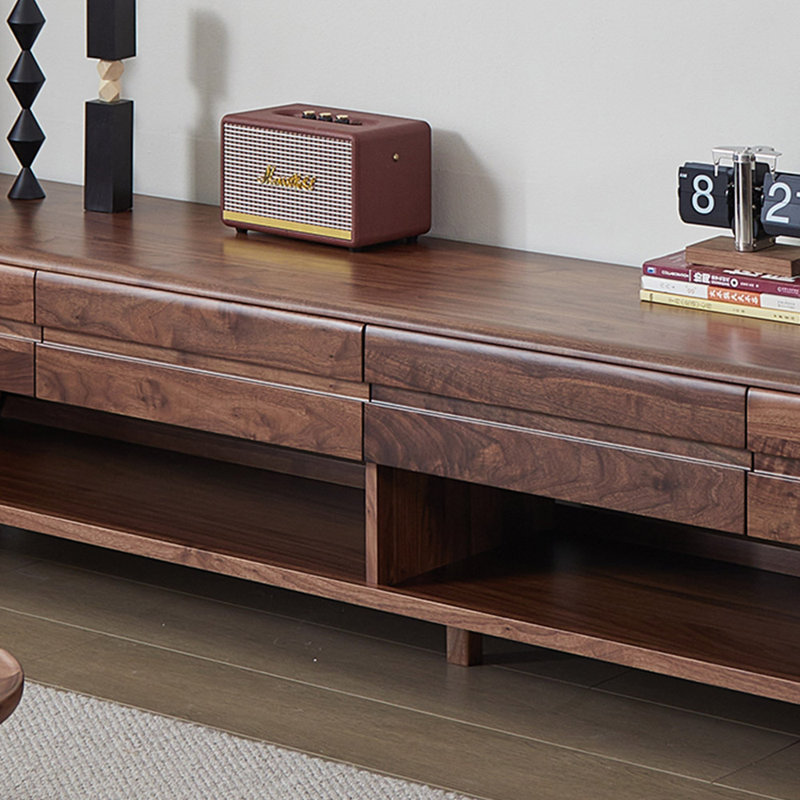 American style solid wood double-layer TV stand