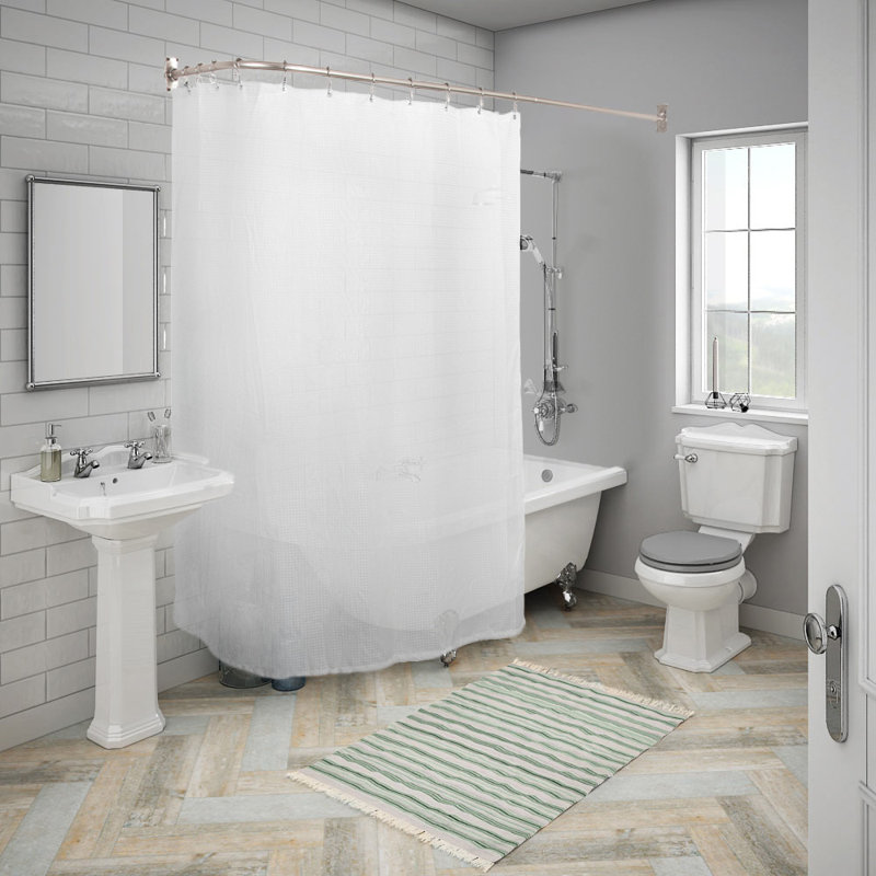 Brushed Nickel L-Shaped Wall Mounted Shower Curtain Rod