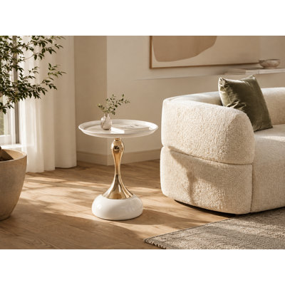 Modern Round End & Side Table, 15.35"Round Iron Tray Top