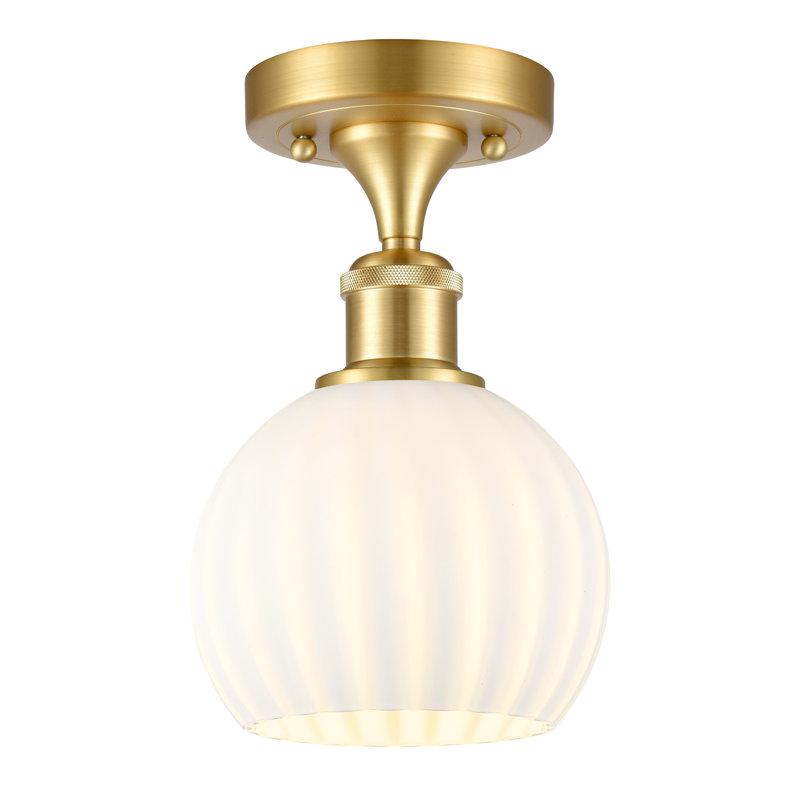 Plafonnier semi-encastré 1 lumière Ballston - Adriao, H 9,25 po x l 6 po x P 6 po, Or satiné
