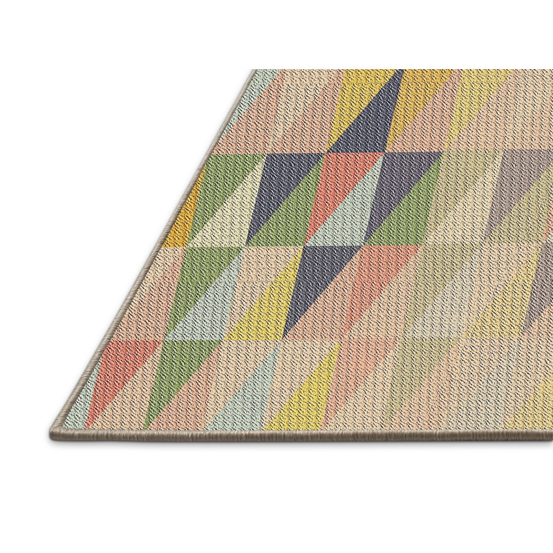 Tapis gris/crème à motifs, Rectangle 5 pi x 7 pi