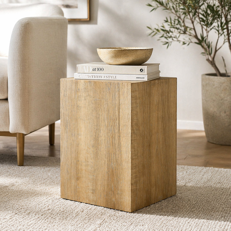 Rehaussez votre espace de vie avec cette table basse moderne en panneau de fibres à densité moyenne qui met en valeur des motifs de texture de bois clair et doux. Il se caractérise par un design élégant. 12 * 12 * 19,6