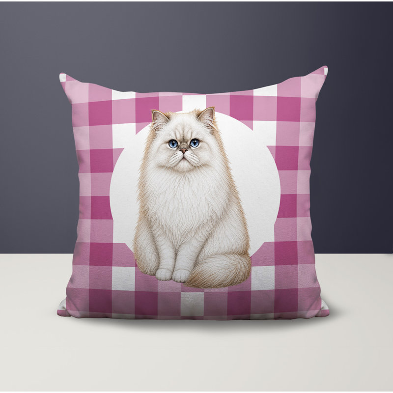 Oreiller réversible intérieur / extérieur Persian Cat, 18x18, Magenta