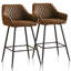 Velvet/Suede Upholstered Bar Stools with Armrests & Diamond Tufting-618645188
