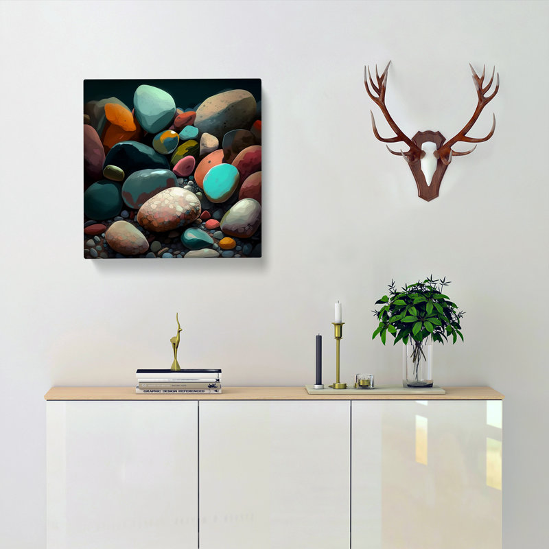 Pebbles Gestural Art - Wrapped Canvas, 50cm H x 50cm W x 3cm D