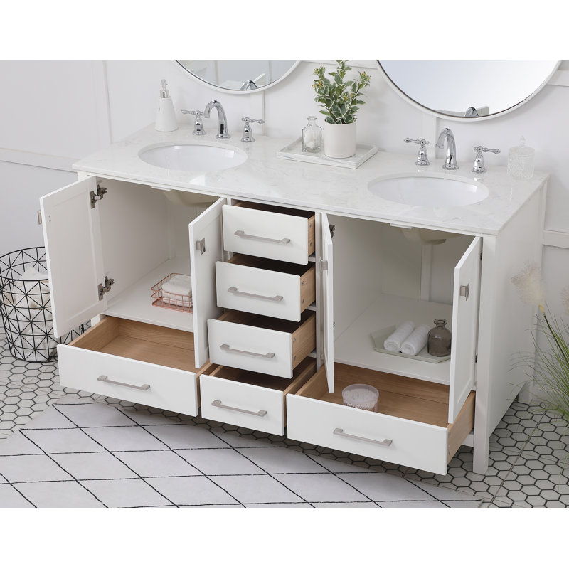 Ensemble de meuble-lavabo double 60 "Irene, Blanc