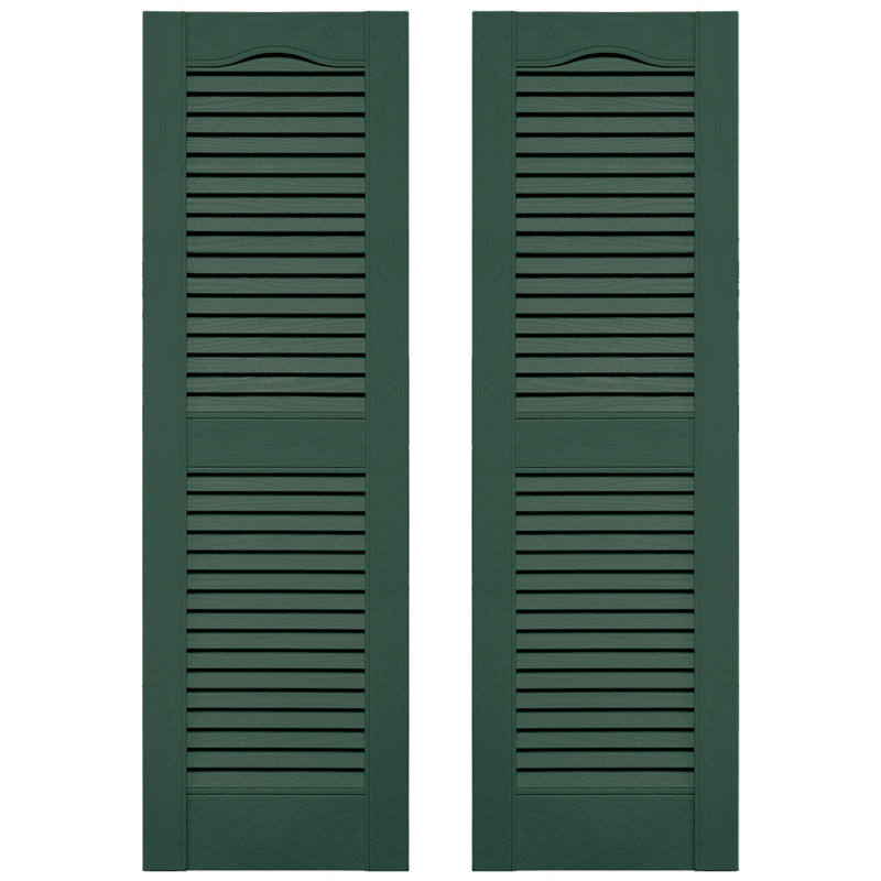 Builders Edge, panneau central cathédrale sur mesure, volets à persiennes ouvertes, Vert forêt, 12 po, 54 po