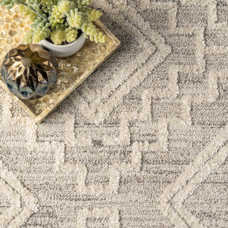 Anabelle Moroccan High Low Textured Beige/Cream Area Rug, Rectangle 7'10" x 10'